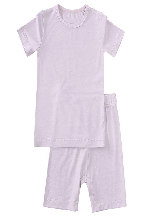 Aablexema Baby Short Summer Pajamas - Toddler Cool Jammies Pjs Rayon from Bamboo,2pcs Kids Sleepwear Set for Boys Girls(Light Purple,4y) - Image 1